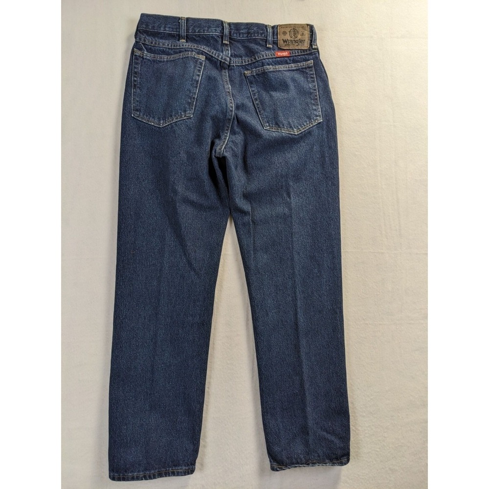 Wrangler Mens 34 x 30 Denim Blue Jeans 100% Cotton Relaxed Fit - Picture 10 of 14